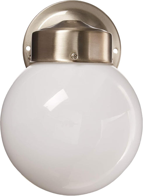 SF76/705 Nuvo Porch Wall Fixture with Globe, Brushed Nickel, Polished Brass