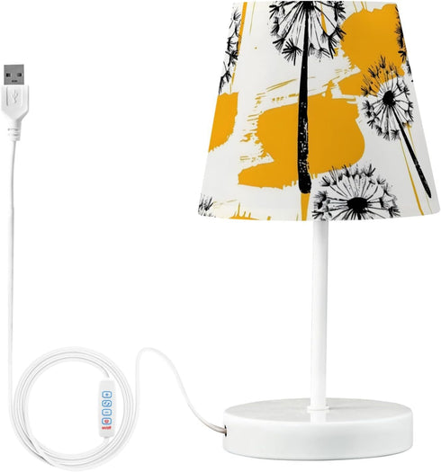 3 ALAZA Table Lamp Dandelion Yellow Flower Bedside Lamp for Bedroom LED Nightstand Desk Lamp with USB Port, Way