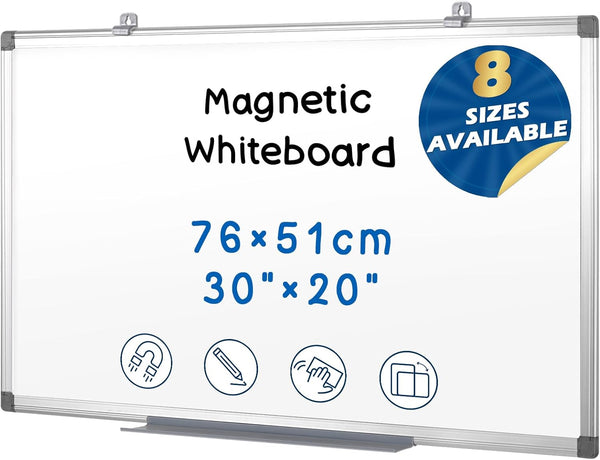 Whiteboard Hanging Magnetic Dry Erase Board, 30 x 20 Inches for Wall Mount, Office, Kitchen, Home