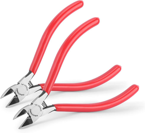 HAUTMEC 5" Precise Small Flush Cutting Wire Cutter Plier 2PCS with Location Pin for Fine Shearing