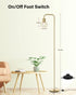 6W Bulb, Brass Gold Standing Floor Lamp for Living Room - Modern Industrial Design with LED Foot Switch, Metal Tall