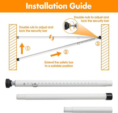 17-51 inch Sliding Door Security Bar, Adjustable Patio Door Security Bar Childproof Window Safety Bar for Apartment