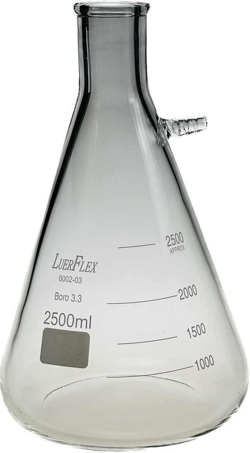 2500ML 1/2GAL Filtering Flasks - Borosilicate Glass Conical Erlenmeyer Flask, Pack of 1