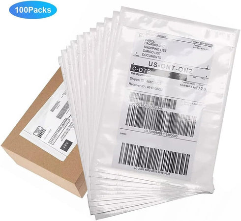 BESTEASY 6" x 9" Clear Packing List Pouches, 100 Pack Blank Shipping Label Envelopes for Safe Paper Shipping
