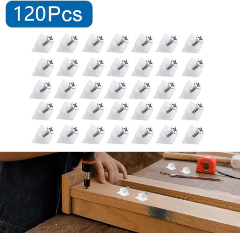120 Pcs Drawer Wedges, Drawer Bottom Repair Fixing Mending Wedges with Screws, Plastic Angle Code Bracket