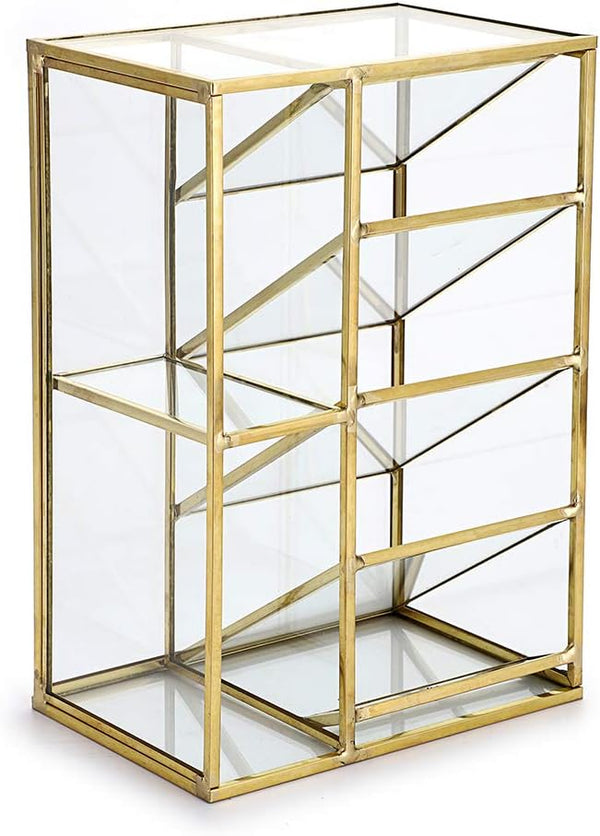 Hipiwe Vintage Gold Metal Desk Organizer, Glass Makeup Brush Holder, Pen Pencil Storage for Home Office Supplies
