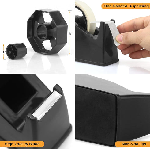 Heat Press Tape Dispenser, Desk Heat Tape Dispenser 6.3 x 2.5 x 3.4 Inch, Holder Fits 1" and 3" Core (Black)