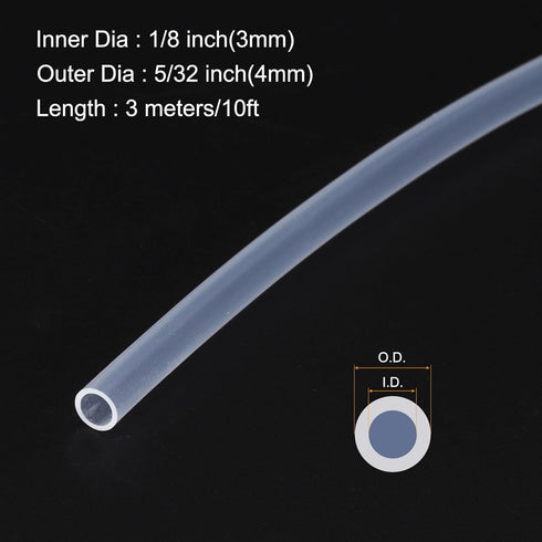 10ft 1/8" ID x 5/32" OD Silicone Tubing Clear 3mm x 4mm Industrial Plastic Tubing Pure Silicone Hoses for Pump Siphoning Draining Irrigation Brewing