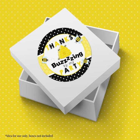 Bumble Bee Birthday Party Thank You Sticker Labels - 40 2" Party Circle Stickers by AmandaCreation for Party Favors,