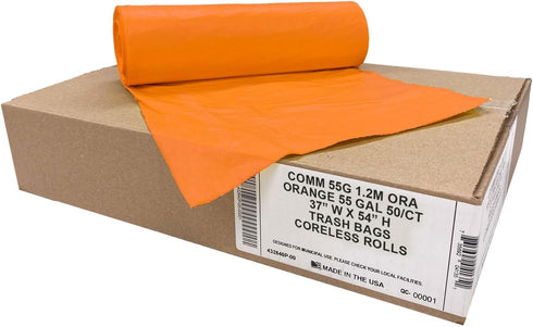 55 50 Pack) 1.5 37" 54" 50-55 Ultrasac Heavy Duty Gallon Orange Trash Bags - (Value - MIL equivalent Industrial