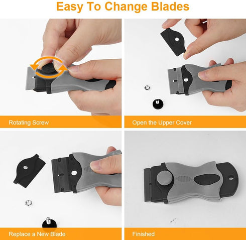 Ainiv 2-in-1 10PCS 10PCS Razor Blade Scraper, Scraper Tool with Metal Blades and Plastic Blades, Multi-funtional