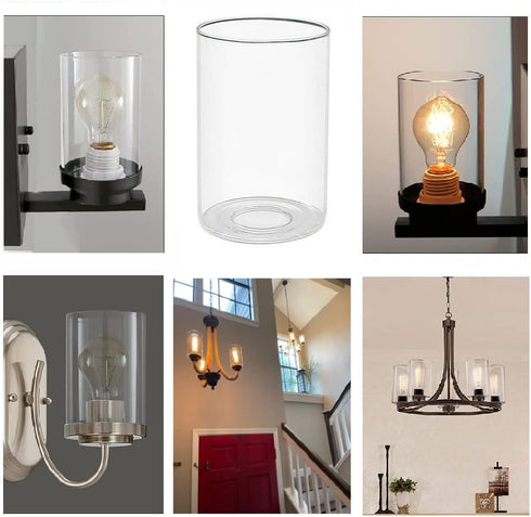 MISUOVERRE 2 pack, 1-5/8-inch 4, 6.5" Clear Glass Cylinder Shade, Pendant Lights Shade Fixture Replacement Globes