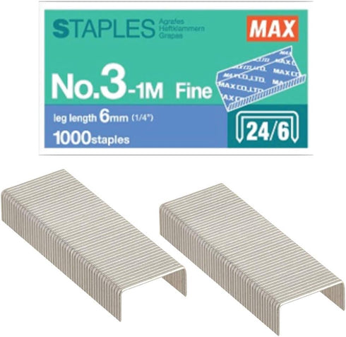 MAX 1/4-Inch Staples for HD-3DF Stapler, 1,000 Staples Per Box (3-1M)