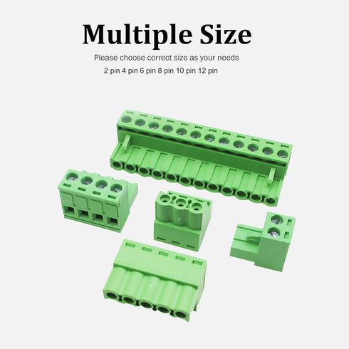 20 PCS 2 Pin 5.08mm Pitch Pluggable PCB Screw Terminal Block, Phoenix 8 Pin Plug for 24-12AWG