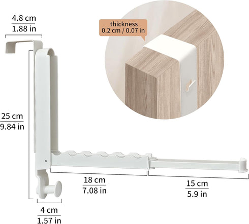Over The Door Hooks Hanger 2pc, Retractable Rod, Foldable Drying Rack for Laundry, Bathroom, Bedroom Travel