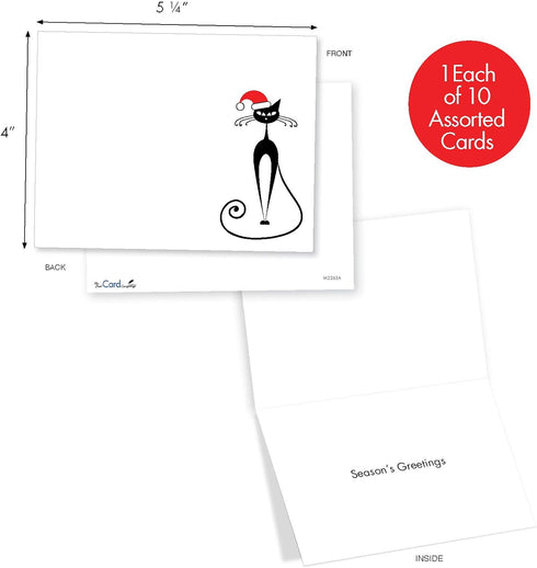 The Best Card Company Meowy Christmas Christmas Greeting Cards with Envelopes, Adult Cartoon Humor