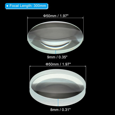 PATIKIL 0.4" (10mm) Focal Length Double Convex and Concave Lens Set, Glass Optically Polished Round Edges Lens for Physics Experiment Classroom, Clear