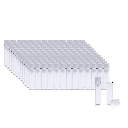 ALWSCI 1ml Shell Vial, Flat Base Clear Glass, 8 * 30 mm, 200 pcs/pk with 8 mm PE Plug, Transparent