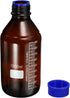 PATIKIL 1000mL Reagent Media Bottle, 1Pcs Round Graduated Glass Storage Bottle Amber with Blue Screw Cap
