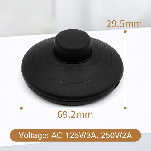 2Pcs BRBASAP Foot Switch for Lamp Floor Pedal Switch Replacement Step ON/Off Inline Light Control Black Round Foot