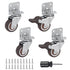 Side Mount Casters Set of 4 with Brake, 1.25 Inch L-Shape TPR Plate Casters for Furniture, Baby Bed, and More