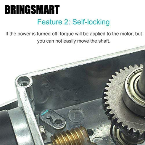 BRINGSMART 24V 40rpm DC Worm Gear Motor, 40kg.cm Self-Locking Reversed Mini Turbine Geared Motor for DIY Robot Rotating