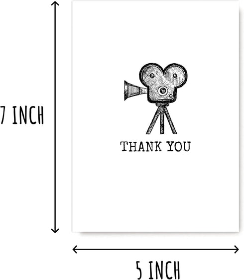 VKNDesigns Thank You Card - Cards for Movie Fans - Cards for Film Fans - Vintage Movie Camera Cards - Greeting Card