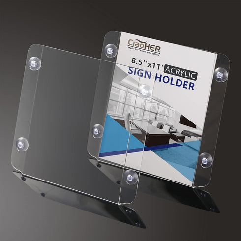 8.5 11, 4 12 Pack CiaoHER Acrylic Sign Holder x Clear Acrylic Frames Glass Window Wall Mount Advertising Signage Sign