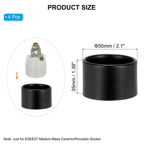 4pcs E26 E27 1-1/2 Inches 35mm 1.38" PATIKIL Light Socket Shade Ring, Medium Base Metal Sockets Lock Ceramic/Porcelain