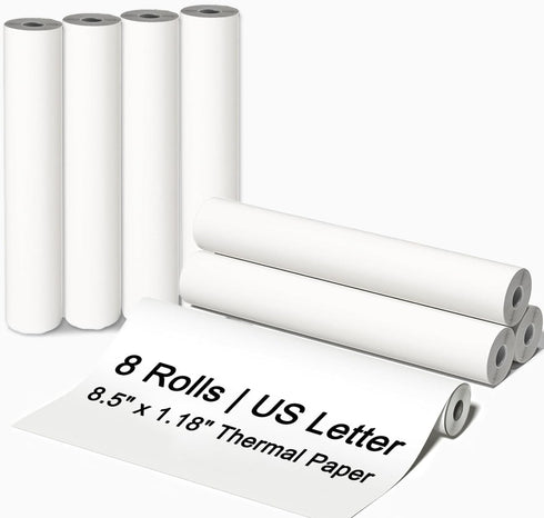 8 Rolls Thermal Printer Paper 8.5x 11 Inches, US Letter Size for