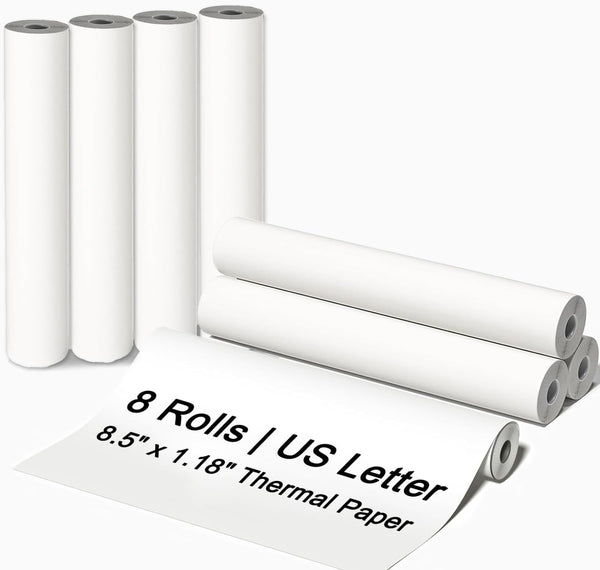 8 Rolls Thermal Printer Paper 8.5x 11 Inches, US Letter Size for
