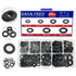 350pcs Black Nylon Flat Round Washer Spacer Assortment Kit - 7 Sizes M2-M8, Countersunk Plastic Gasket Rings