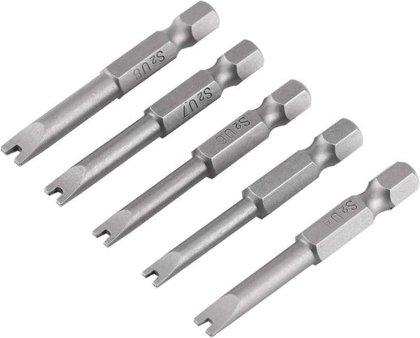 U Shaped Screwdriver Bit Set, 5 Pcs S2 Alloy Steel 50mm Length, 1/4" Hex Shank