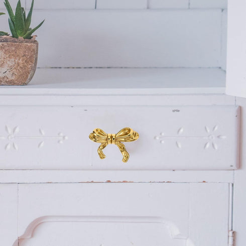 50x35x25mm ABOOFAN Brass Bowknot Cabinet Knob Pull Handle Small Drawer and Dresser Furniture Handles for Wardrobe