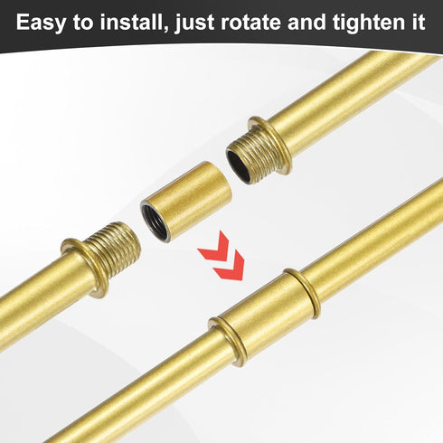 M METERXITY 4-Set 150mm(5.91") M10 Straight Pipe Lamp Stem Kit, Long Double End Thread Rod W/Coupling Sleeve Nuts