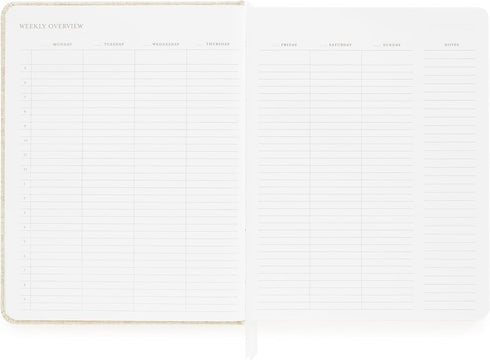 Sugar Paper Undated Daily Planner - Fabric Cover, 7 x 9 Inches Hardcover Weekly Planner (Flax)