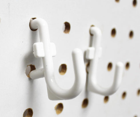 JSP Manufacturing Non-Locking Plastic J Hook Style Hooks, Garage Tool Storage Pegboard Accessories (500, White)