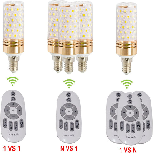 Smart LED Corn Light Bulb with Remote Control, E14 9W Adjustable Color Temperature and Brightness, 2 Pack