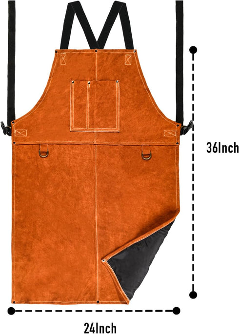 Heavy Duty Leather Welding Apron - Flame & Heat Resistant