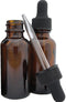 1oz Amber Glass Dropper Bottles, 30mL with Tapered Glass Droppers, Pack of 2