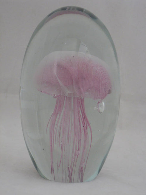 Cassbrand Glass Jellyfish Paperweight 6" Pink Color (Glow in Dark) - Jelly Fish