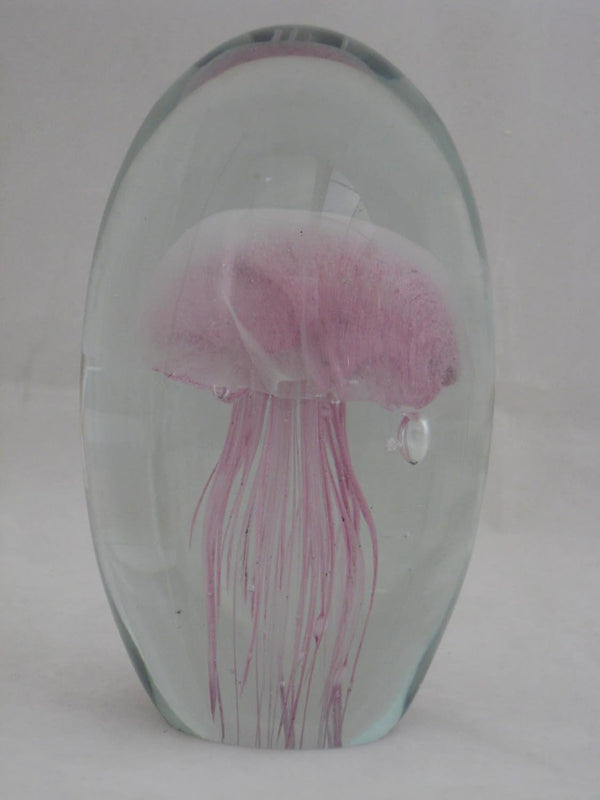 Cassbrand Glass Jellyfish Paperweight 6" Pink Color (Glow in Dark) - Jelly Fish