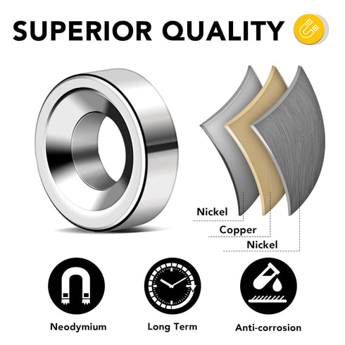 0.32" 0.47" 0.59" 45 DIYMAG Strong Neodymium Disc Magnets, Rare Earth Magnet with Hole for Kitchen Cabinet, Tool