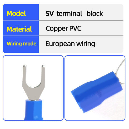 V TELESKY 300Pcs Blue U-Type Fork Terminals, 16-14 Gauge Insulated Electrical Crimp Terminal for Wiring