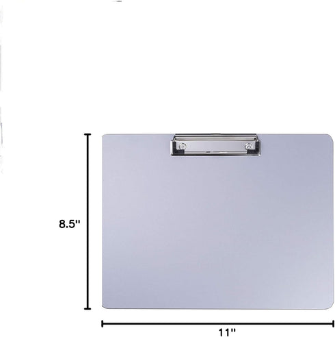 Officemate Aluminum Coated Plastic Clipboard, Landscape Size 11 x 8.5, Low Profile Clip, Silver