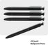 U Brands Midnight Monterey Ballpoint Pens, 4 Count, Black Soft Touch, Bold (1.0 mm) Point, Black Ink