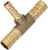 Closmos 2pcs Brass Hose Barb Reducer Tee, 5/8" x 3/8" x 5/8" Barbed 3 Ways Connector with Hose Clamps