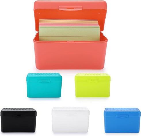 BTSKY 6 Pack Index Card Box: 3 x 5 inch Recipe Card Holder, Plastic Storage Organizer for Notes