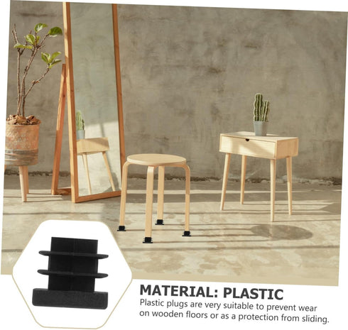 HOOWIFFY 30 15x15mm Pcs Black Square Plastic Furniture Leg Plugs End Caps Tubing Insert Floor Protectors for Square