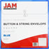 JAM PAPER Plastic Envelopes with Button & String Tie Closure - Large Square - 13 x 13 - Blue - 12/Pack